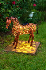 Solar LED Garden Ornament Light Up Horse Silhouette Outdoor Lighting Bronze