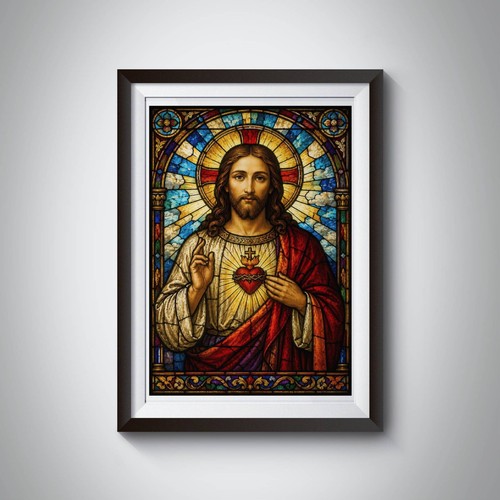 Sacred heart jesus - jesus, stained