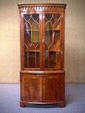 Attractive Vintage Bow Front Reprodux Yew Bevan Funnell Corner Drinks Cabinet