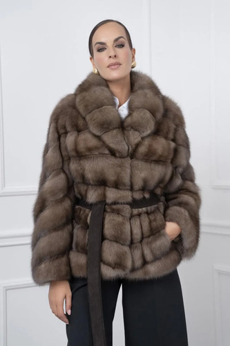 Sable platinum fur jacket - platinum,