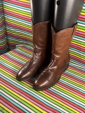 Vintage Men’s Cowboy Western Cowgirl Brown Leather Roper Biker Riding Boots Uk 9