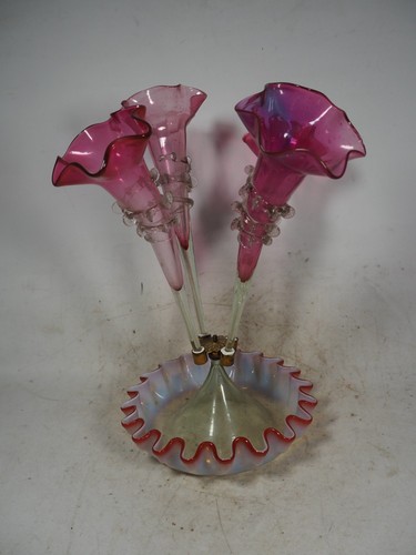 Antique epergne cranberry - epergne,