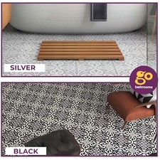 Traditional Patterned Square Wall Floor Porcelain Tile | Silver Black | 33x3cm