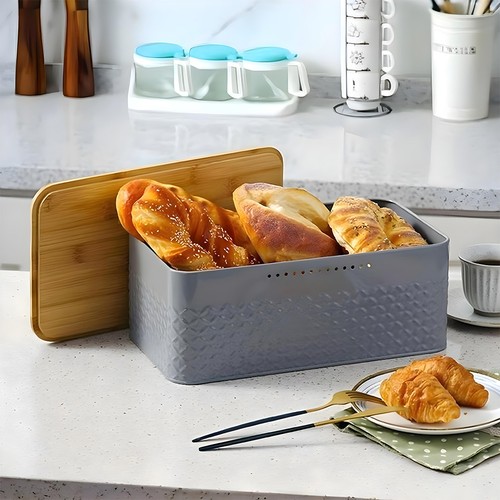Large bread bin with bamboo - bin,