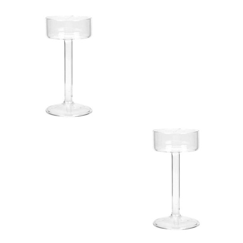 2pcs tall glass candle holders - glass,