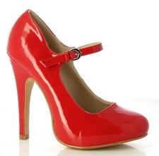 NEW WOMENS MARY JANE STRAP COURT SHOE HIGH HEEL PUMPS SUEDE PATENT LADIES