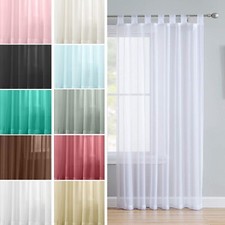 Plain Voile Curtain Panel Rod Pocket Net TAB TOP - FREE TIE BACK INCLUDED