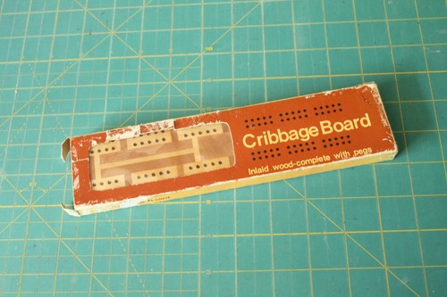 Vintage inlaid wood cribbage - vintage,