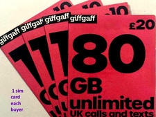 15GB New Latest Giffgaff  DATA Unlimited call text SIM card gifgaf uk £10 20p