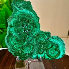 425G  Natural malachite slice crystal luster quartz mineral specimen healing