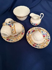 Vintage Tuscan China, tea set with 4x trios, dish and creamer, Rare, TUS9159