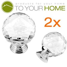 Dihl Globe Crystal Door Knobs Diamond Glass Clear Cabinet Drawer Wardrobe Handle