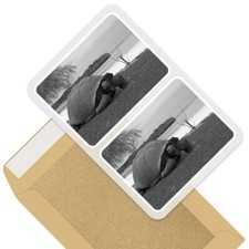 2 x Rectangle Stickers 10cm BW