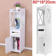 Waterproof Bathroom Tall Cabinet Free Standing Floor Storage Unit Cupboard UK