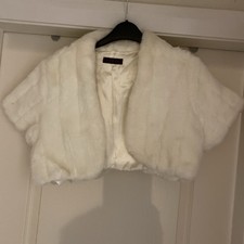 Debenhams Debut S/M Faux Fur Shrug Ivory Bridal Open Bolero Wedding Accesories
