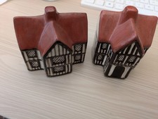 2x Vintage Mudlen End Studio Felsham Suffolk Miniature cottage numbers 6 & 12
