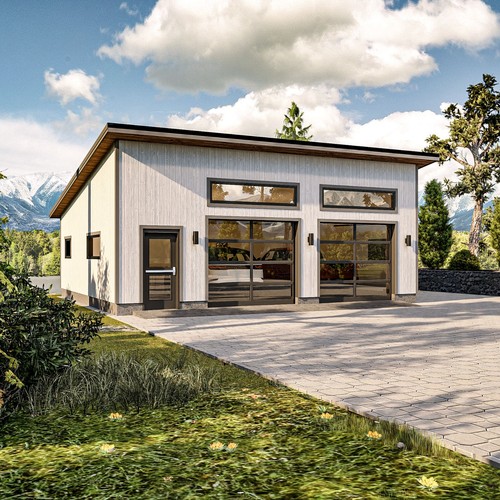 Modern two car garage plan - garage,