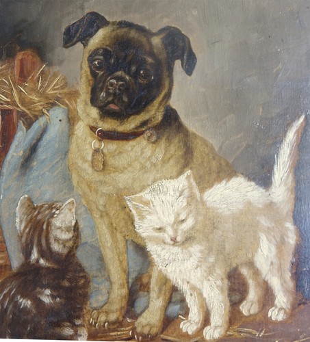 1850 oil wood board - on, pug