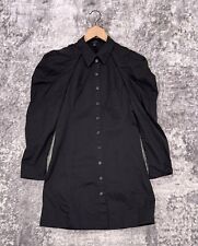 COS Dress 4 Womens Black Poplin Puff Sleeve Button Shirt Mini