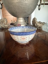 Chinese Rice Grain Jingdezhen Porcelain Bowls With Matching Spoons x 2 soup rice