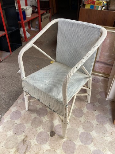 White painted woven armchair - painted,