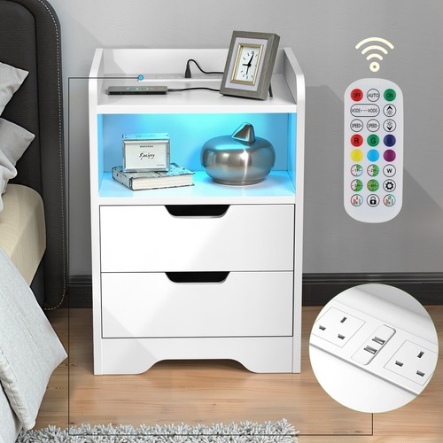 Nightstand white rgb cabinet - white,