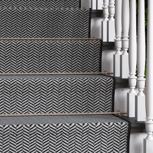 Grey stair carpet runner - carpet,
