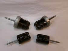 Lot of 4 Vintage Brown Ceramic Porcelain Electric Wire Insulators w/Lag Screws