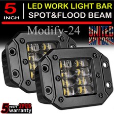 2x 5" Flush Mount LED Pods Spot Flood Flush Driving lights Work Lights fit ford