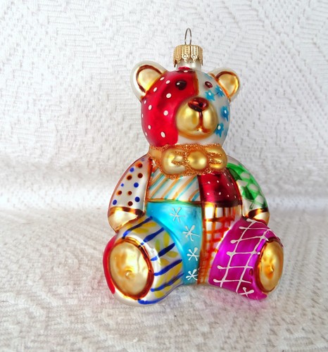 Vintage glass patchwork teddy - vintage,
