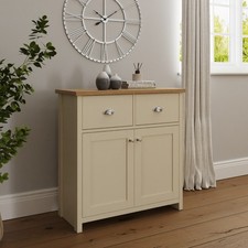 Lancaster Compact Sideboard Cupboard Cabinet Storage Display Shelves Cream