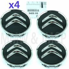 GENUINE CITROEN C1 C2 C3 C4 C5 Picasso Black Alloy Wheel Centre Caps 9406H6 x 4