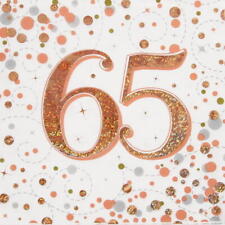 65th Birthday Party Napkins Rose Gold Fizz Paper Serviette Tableware 16 Pack