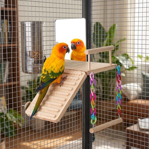 Wooden parrot play stand - wooden,