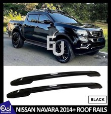 ALUMINIUM BLACK RAISED ROOF RAILS RACK BARS FOR NISSAN NAVARA NP300 D23 14+