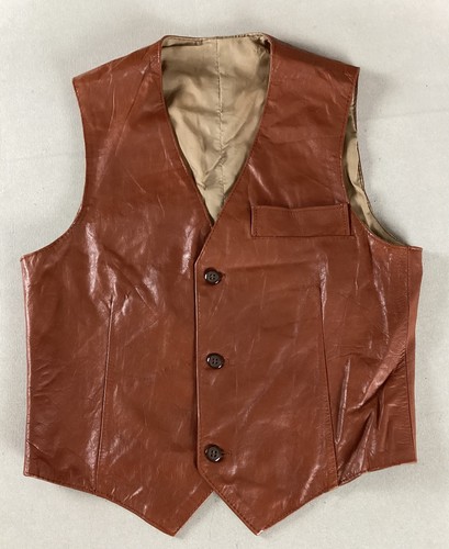 Vintage leather vest waistcoat - vintage,