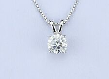 1.00Ct Round Cut VVS1/D Moissanite 14K White Gold Solitaire Pendant 18" Necklace