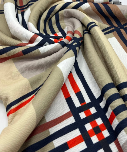 Beige check print liverpool - check,
