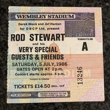 ROD STEWART and very special guests and friends- 5/7/1986 Wembley concert ticket