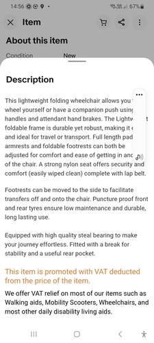 Rarely used wheel chair - wheel, in