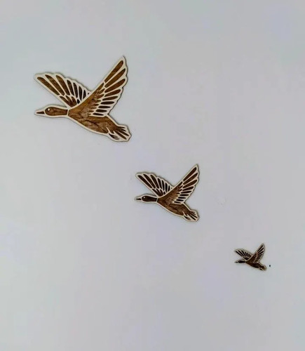 Engraved flying ducks wall - ducks,
