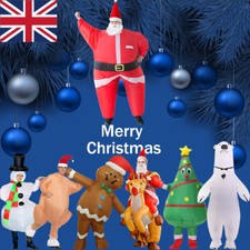 Christmas Xmas Inflatable Santa Claus Jumpsuit Adult Blow Up Santa Costume Suit