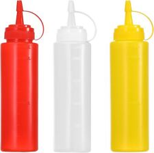 3Pcs Sauce Bottles Dispensers Plastic Ketchup Squeeze Condiment Bottles with Cap