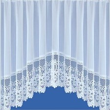 Rio Luxury Deep Lace Base  Brazil Plain White Slot Top Jardiniere  Net Curtain