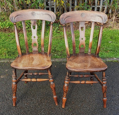Pair antique splat back - pair,
