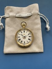 Good 18ct Gold Ladies Floral Dial Fob Watch, C.1910 With Cylinder Escapement.