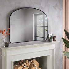 Overmantle Mirror Liberty Arched Shape Black Metal Frame-H 71cm x L 93cm x W 3cm