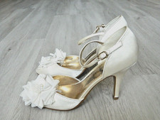 Debut Ladies Heeled Wedding Shoes Champagne White Satin Size 5 / 38