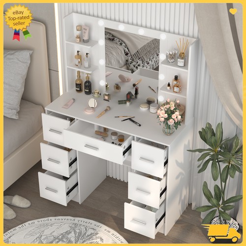 White modern dressing table - white,