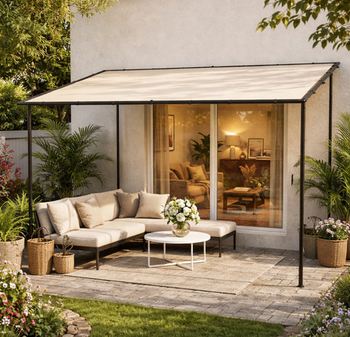 Lean garden pergola - garden, wall